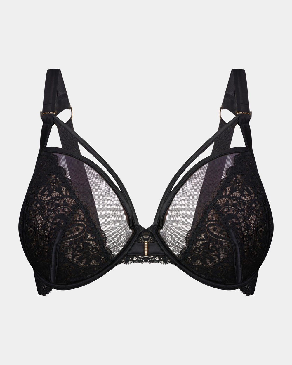 Kika Bohemia Underwire Bra in BLACK. Flat lay front view