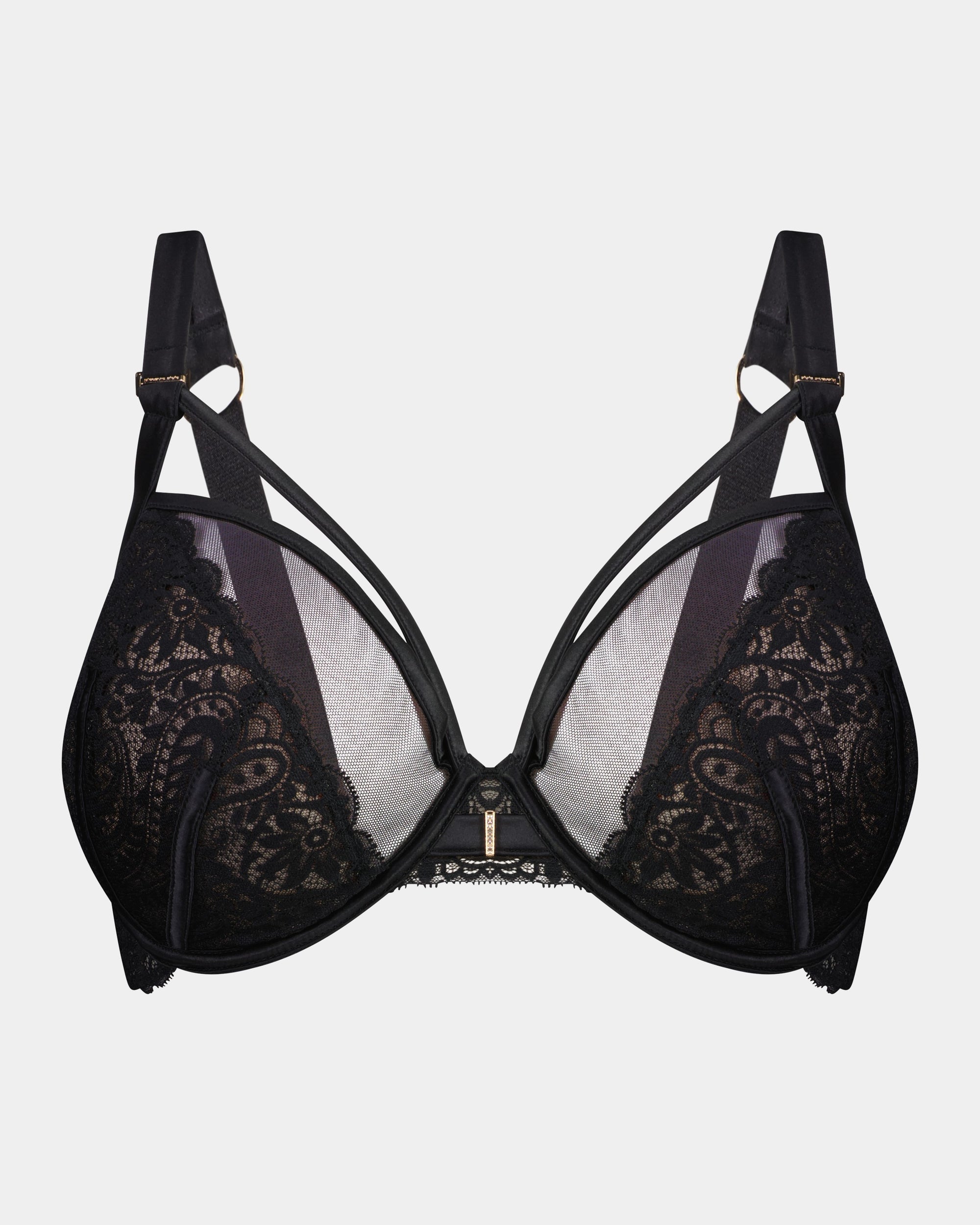 Kika Bohemia Underwire Bra in BLACK. Flat lay front view