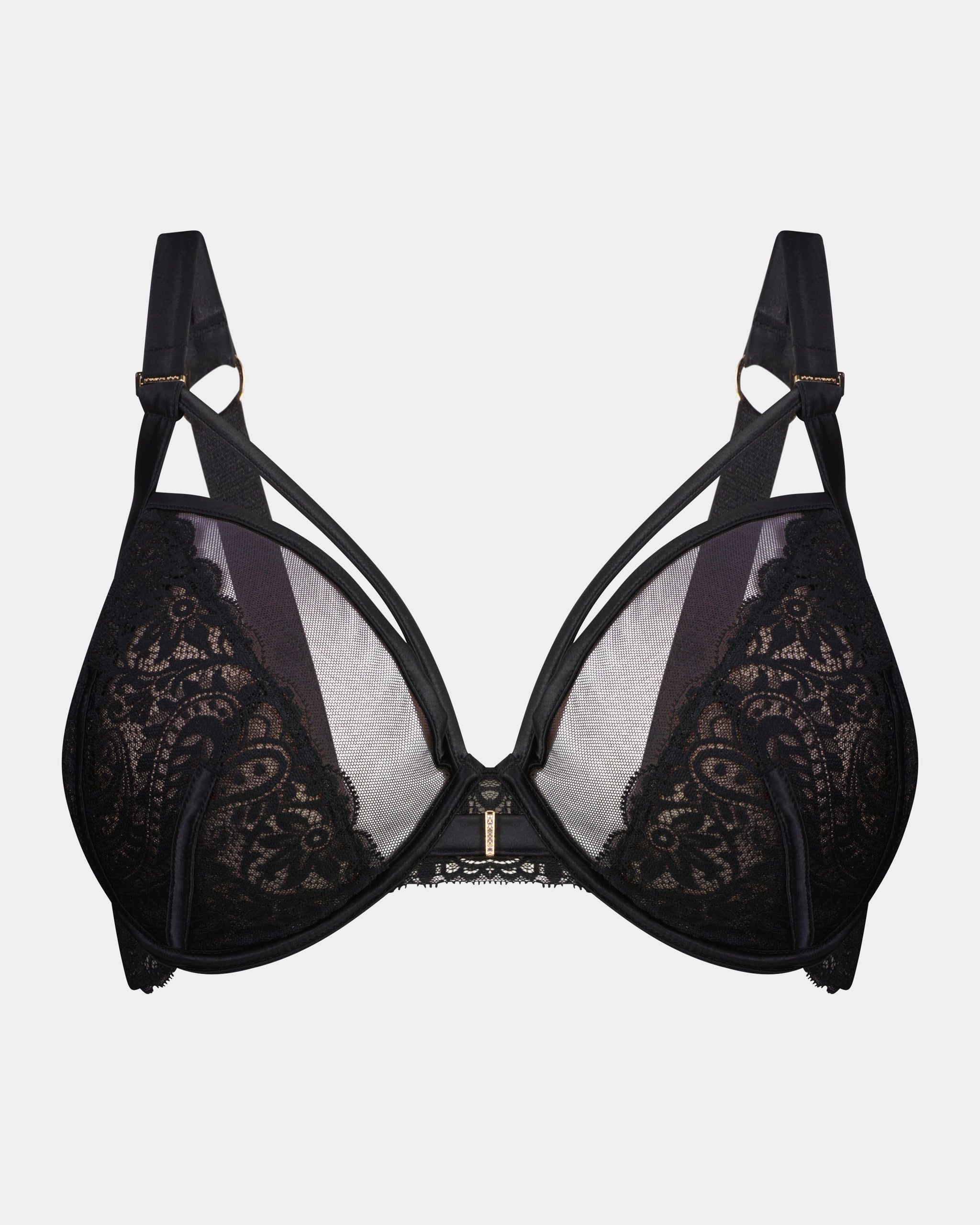 Kika Bohemia Underwire Bra in BLACK. Flat lay front view