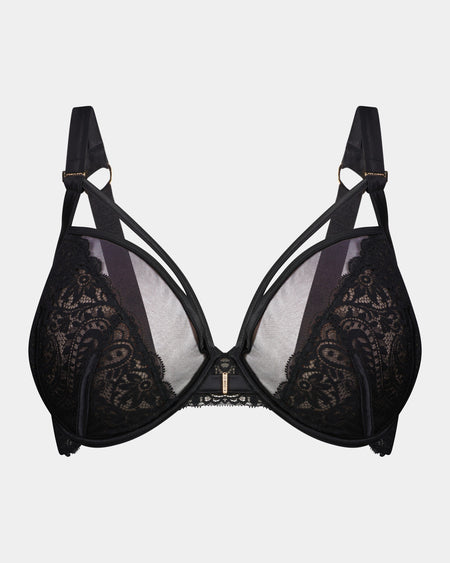 Kika Bohemia Underwire Bra in BLACK. Flat lay front view