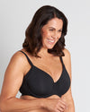 Model wears Comfit Collection Contour Bra in BLACK. On body side view