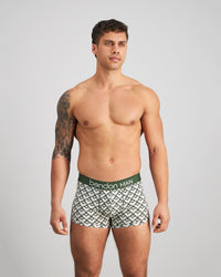 Retros Print Mens Trunk in ART DECO TILE PRINT. Feature shot