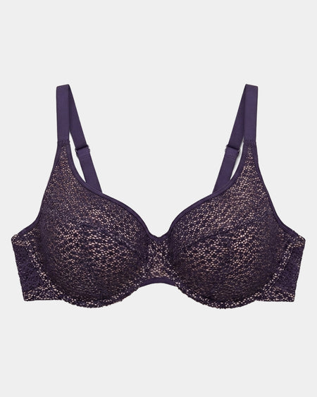 Harbour Underwire Bra in PURPLE VELVET. Flat lay front view
