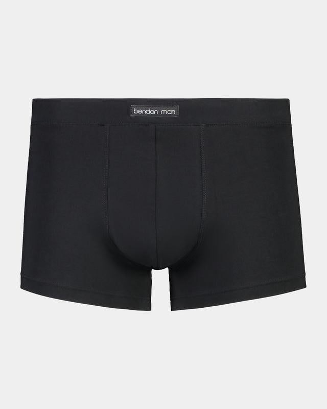 High Tech Cotton Mens Trunk in BLACK. Flat lay front view