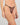 Model wears Sheer Impact Thong in BLACK. On body side view