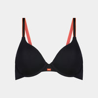 Hold Me Contour Bra in BLACK/NEON. Flat lay front view