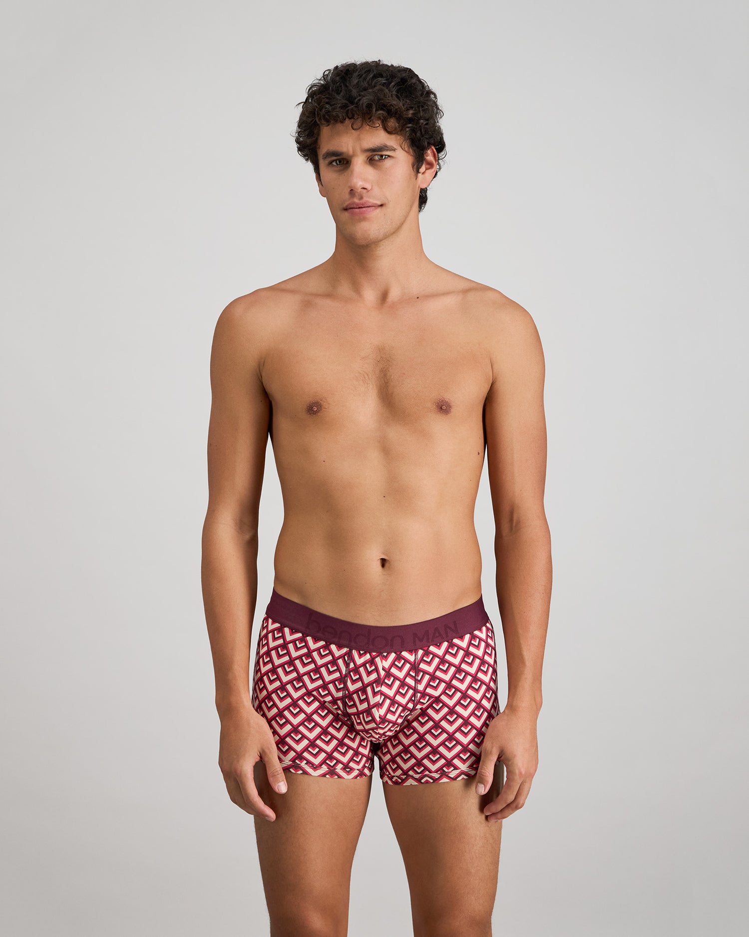 Retros Print Mens Trunk in ART TILE PRINT. Feature shot