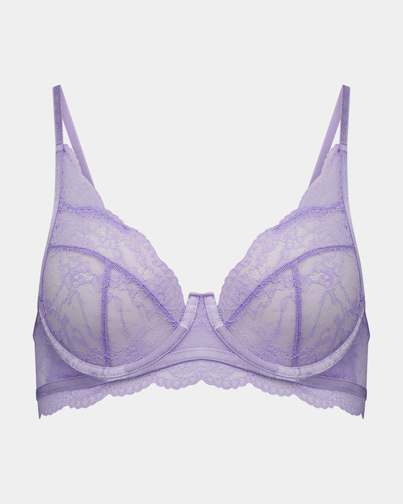 Shelly Underwire Bra in LAVENDER. Flat lay front view