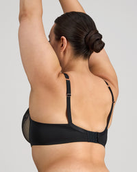 Intrigue Contour Bra in BLACK. Flat lay back view