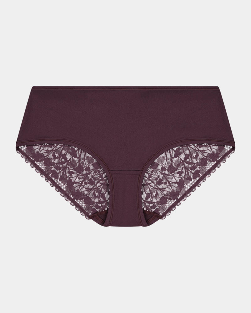 Hazel Midi in PLUM PERFECT. Flat lay front view