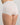 Model wears Nylon Tricot Full Brief in WHITE. On body side view