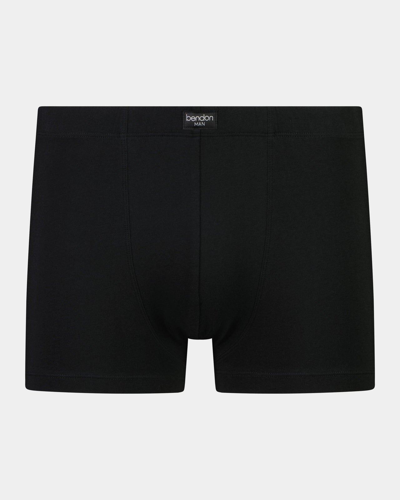 Cotton Stretch Mens Trunk in BLACK. Flat lay front view