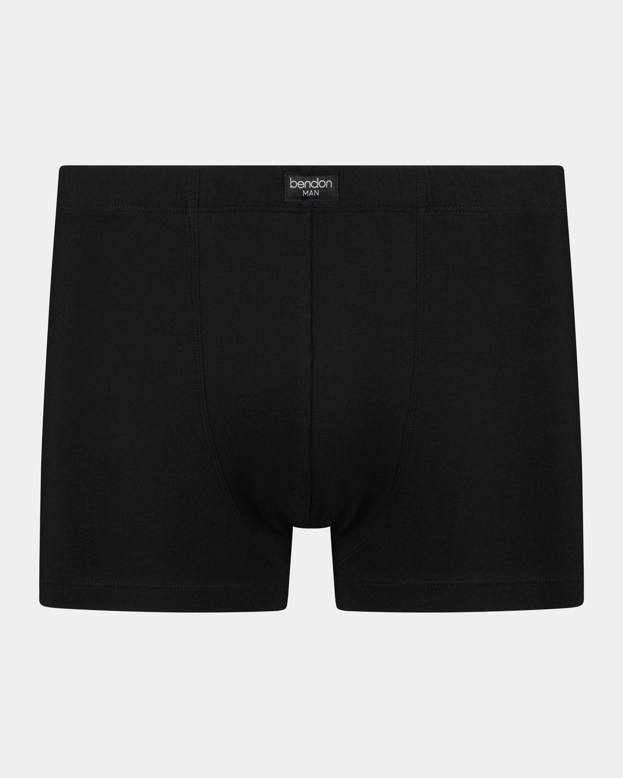Cotton Stretch Mens Trunk in BLACK. Flat lay front view
