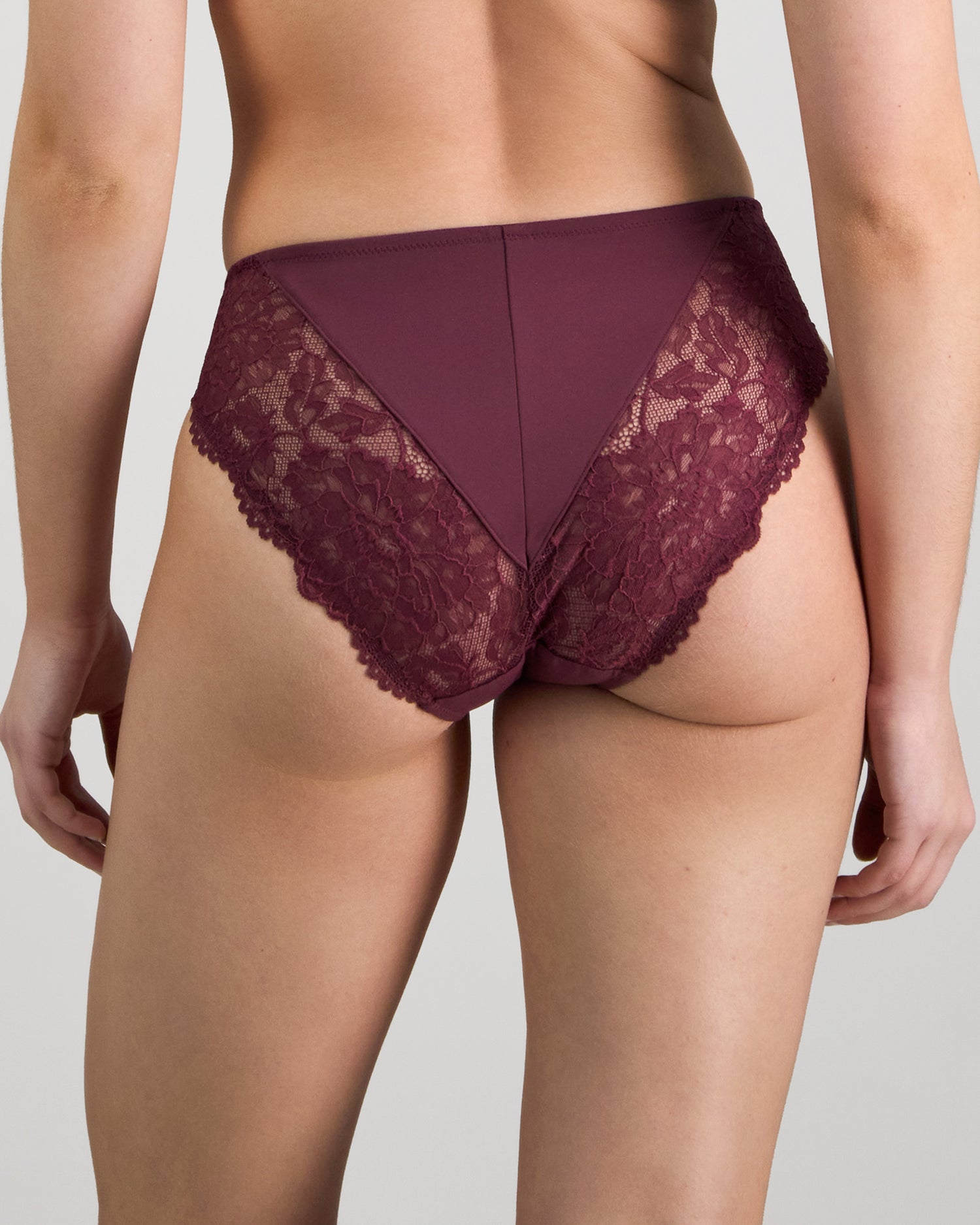 Model wears Laurel High Cut Brief in FIG. On body back view