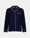 Bamboo Bliss Long Sleeve PJ Top in NAVY BLAZER. Flat lay front view