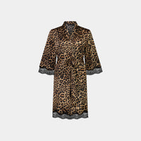 Noele Robe in LEOPARD/BLACK. Flat lay front view