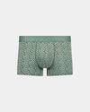 Retros Print Mens Trunk in DITZY LEAF PRINT. Flat lay front view