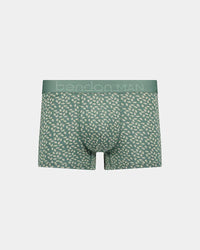 Retros Print Mens Trunk in DITZY LEAF PRINT. Flat lay front view