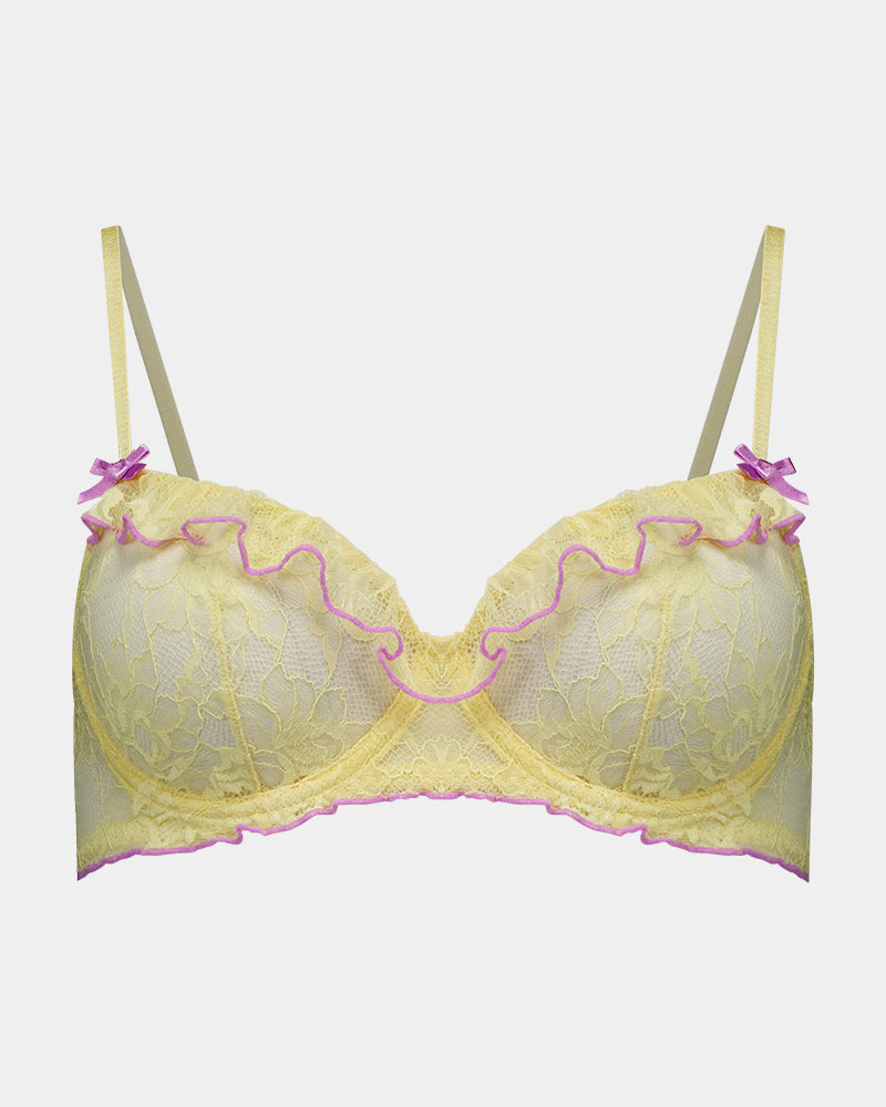 Sundae Underwire Bra in LEMON MERINGUE. Flat lay front view