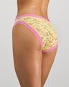 Leo Bikini in LEMON/FUCHSIA PINK. Flat lay back view