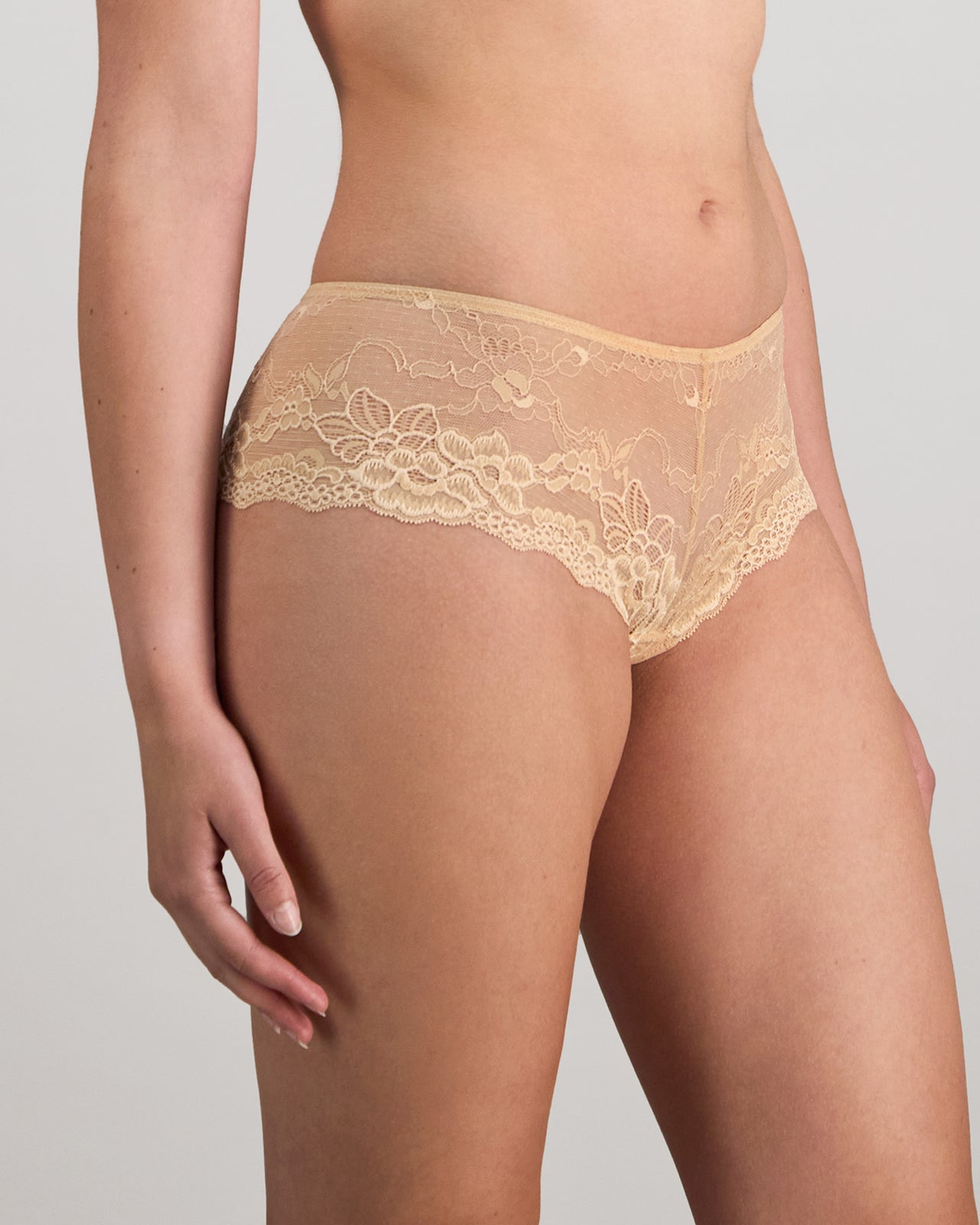 My Fit Lace Brazilian in FRAPPE. Flat lay back view