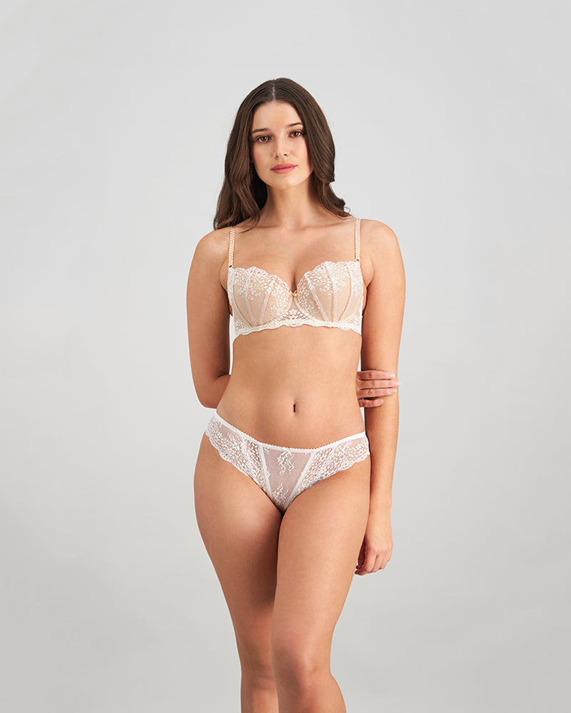 Sofia Contour Bra in CAMEO. Feature shot