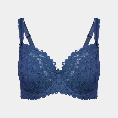 Alice Underwire Bra in BLUE WING TEAL. Flat lay front view