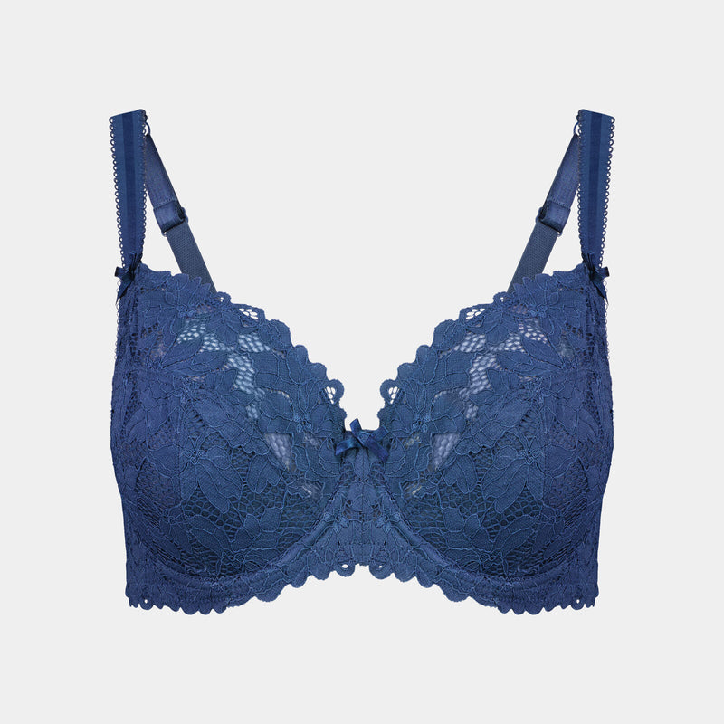 Alice Underwire Bra in BLUE WING TEAL. Flat lay front view