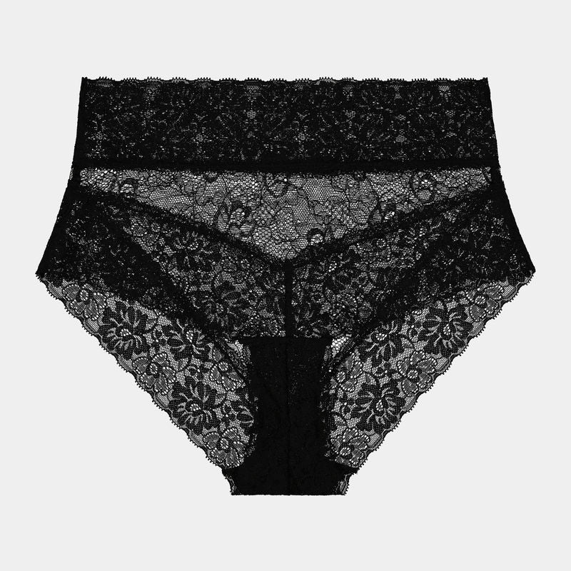 Lace Full Brief in BLACK. Flat lay front view