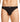 Model wears Cotton Stretch Mens Thong in BLACK. On body front view