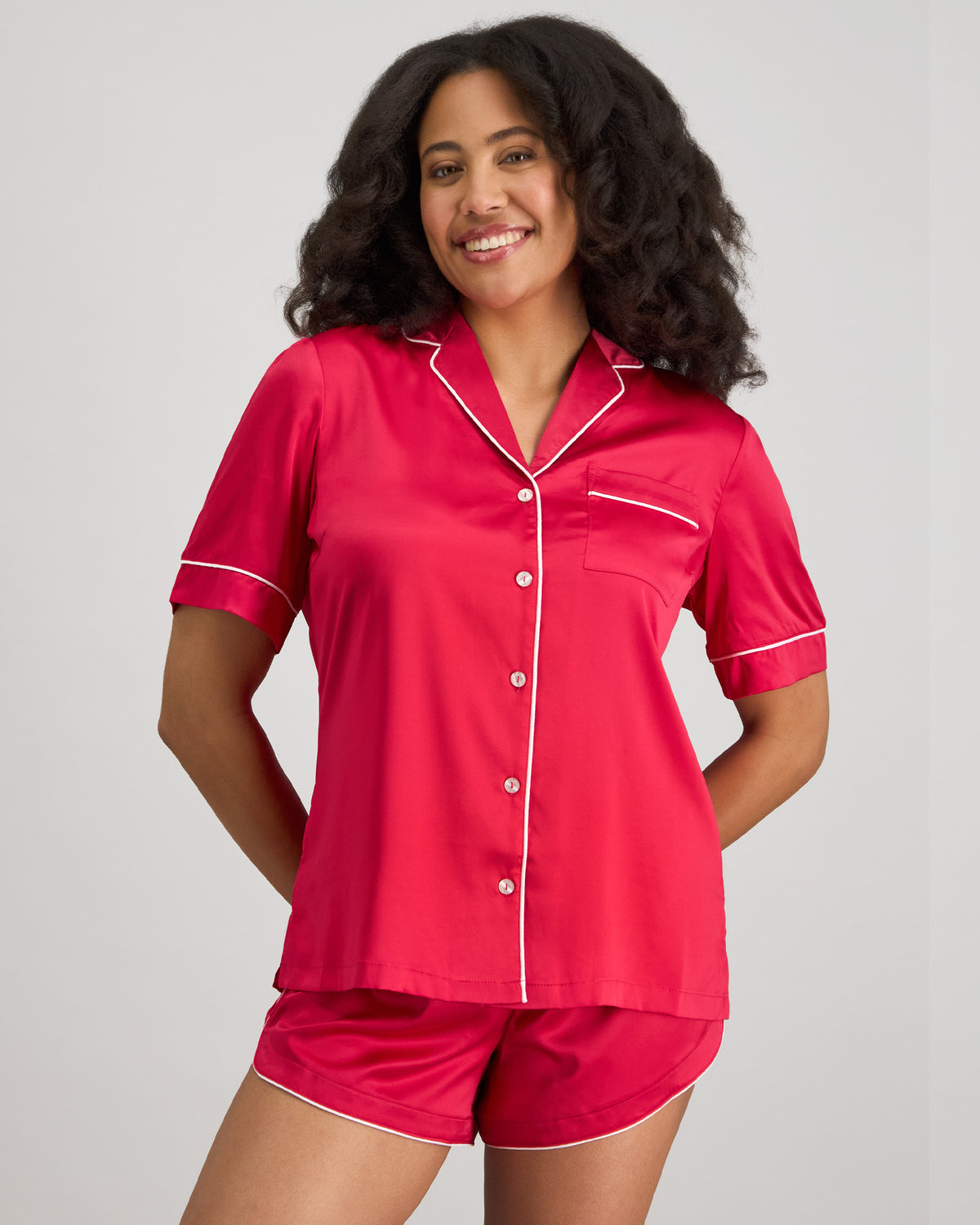 Holly Short Pj Set in JAZZY. Flat lay back view