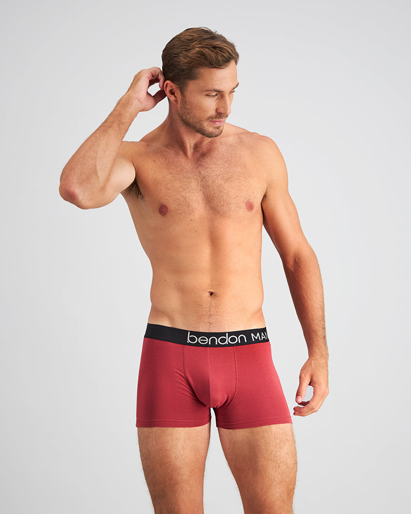 Everyday Essential Mens Trunk in TIBETAN RED. Feature shot