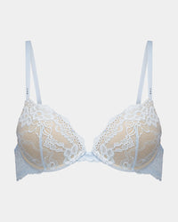 My Fit Lace Push Up Bra in OMPHALODES. Flat lay front view