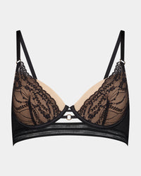 Ava Rose Underwire Bra in BLACK. Flat lay front view
