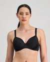 Model wears Rita Contour Bra in BLACK. On body front view