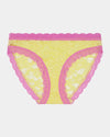 Leo Bikini in LEMON/FUCHSIA PINK. Flat lay front view