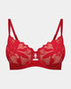 Margot Estelle Underwire Bra in JESTER RED. Flat lay front view