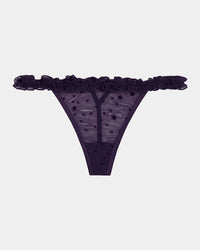 Wrapped In Stardust Thong in PURPLE VELVET. Flat lay front view