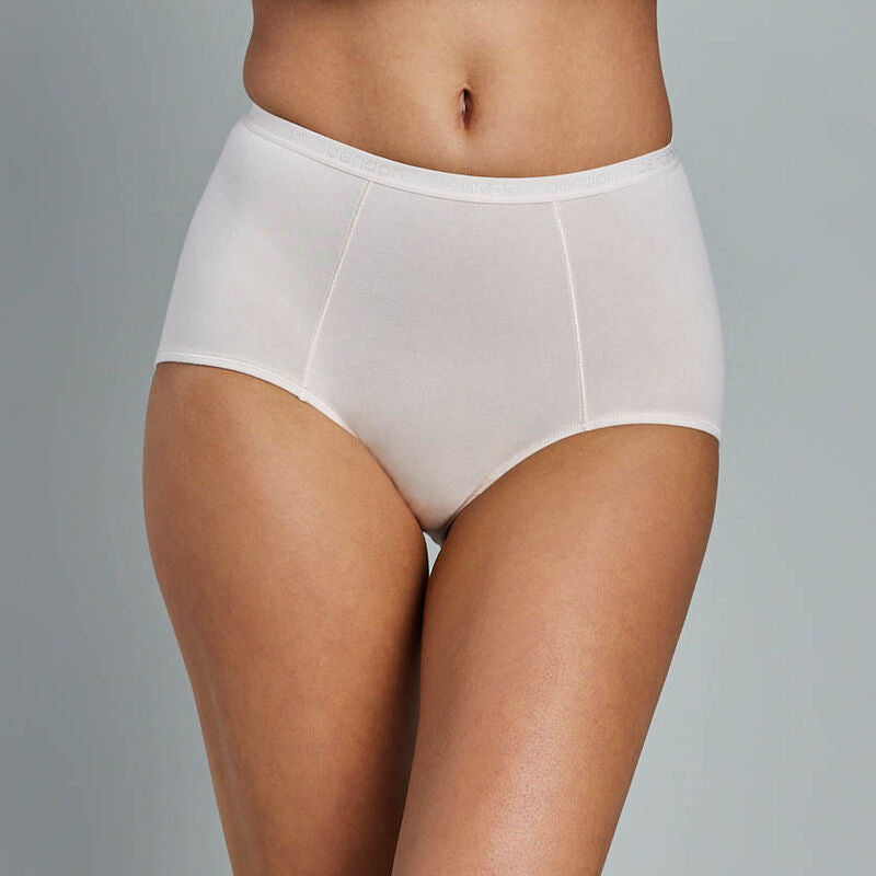 Body Cotton Full Brief Twin Pack in RHUBARB/LINEN. Flat lay back view
