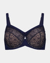 Graceful Lace Underwire Bra in NAVY BLAZER. Flat lay front view