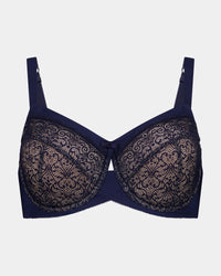 Graceful Lace Underwire Bra in NAVY BLAZER. Flat lay front view