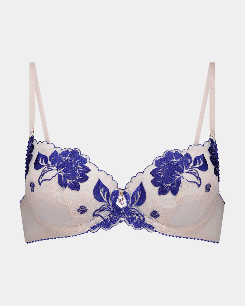 Everleigh Underwire Bra in SURF THE WEB/BLUSH. Flat lay front view