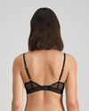 Model wears Ava Rose Underwire Bra in BLACK. On body back view