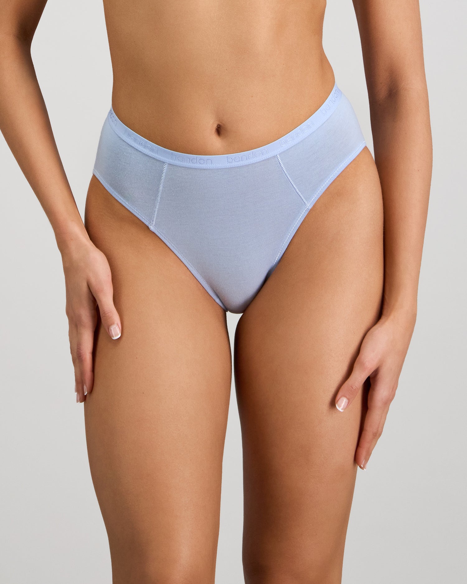 Model wears Body Cotton Bikini in SKYWAY. On body front view