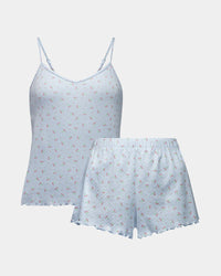 Smoothie Cami & Short Set in SKYWAY. Flat lay front view