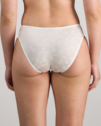 Model wears Yvette Bikini in WHITE. On body back view