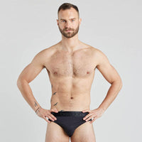 Bamboo Mens Brief in BLACK. Feature shot