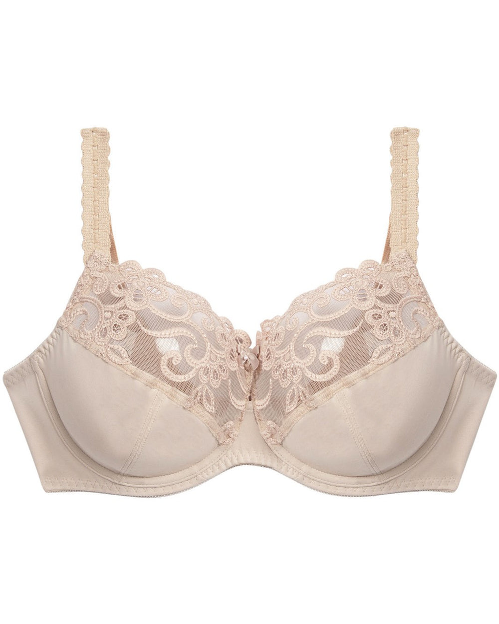 Coral Underwire Bra in LATTE. Flat lay front view