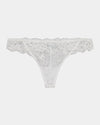 My Fit Lace Thong in WHITE. Flat lay front view