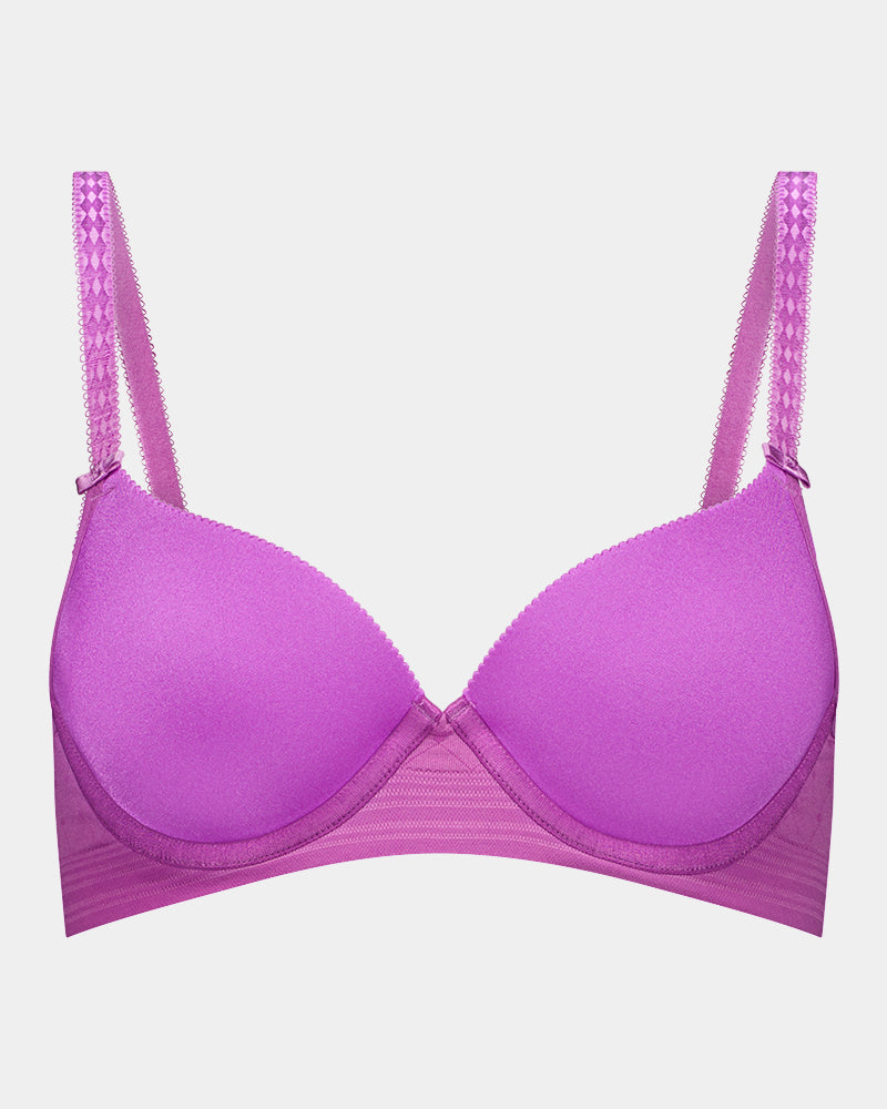 Bendon Body Contour Bra in RADIANT ORCHID. Flat lay front view